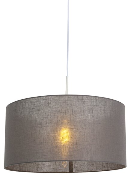 Lampa wisząca biała klosz szary 50cm - Combi Oswietlenie wewnetrzne