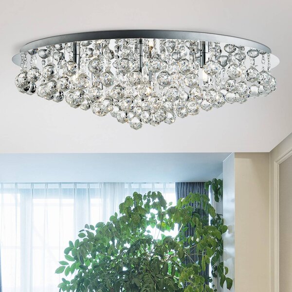 Searchlight Lampa sufitowa kryształowa Hanna, możliwość ściemniania, chromowy / srebrny, salon / jadalnia, metal