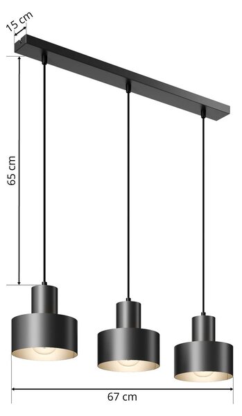 Lampa wisząca Rif SIGMA, możliwość ściemniania, czarny, salon / jadalnia, metal, nowoczesny