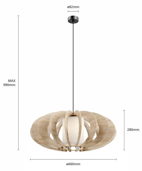Lampa wisząca Modern A L SIGMA, możliwość ściemniania, jasne drewno, salon / jadalnia, drewno, nowoczesny