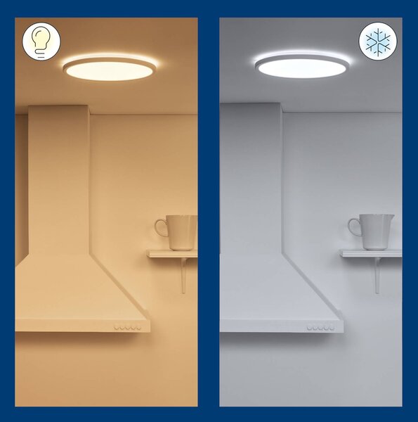WiZ Inteligentna lampa sufitowa SuperSlim, możliwość ściemniania, biały / opal, salon / jadalnia, tworzywo sztuczne, nowoczesny