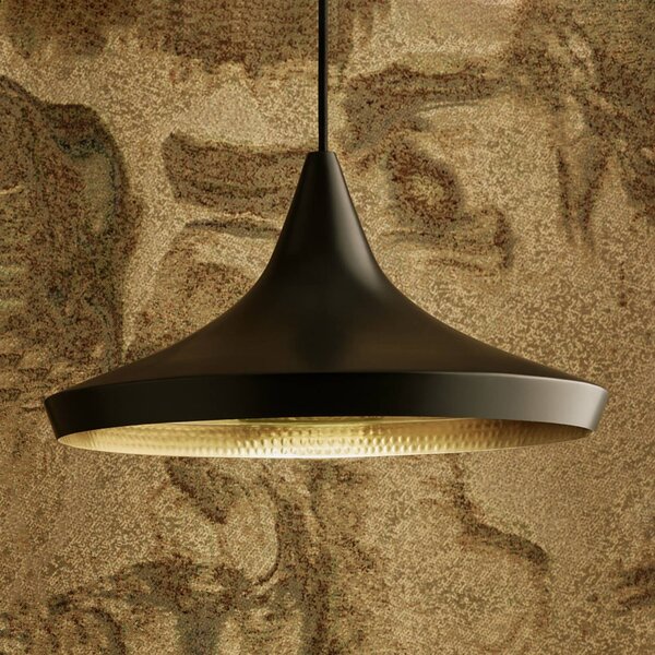 Tom Dixon Lampa wisząca designerska Beat Wide, możliwość ściemniania, czarny, salon / jadalnia, mosiądz, design