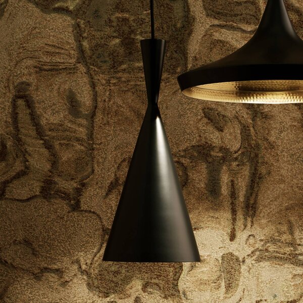 Tom Dixon Lampa wisząca designerska Beat Tall, możliwość ściemniania, czarny, salon / jadalnia, mosiądz, design