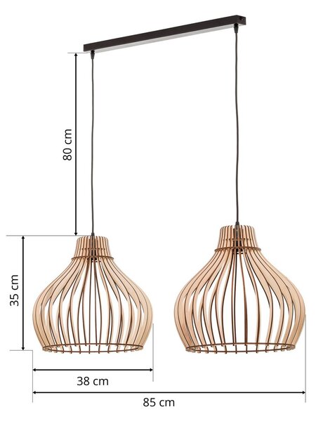 Lampa wisząca Barrel TEMAR LIGHTING, możliwość ściemniania, jasne drewno, salon / jadalnia, drewno, dworkowy / rustykalny