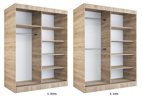 Szafa przesuwna 150 cm antracyt + dąb sonoma F1-B21