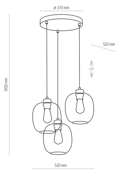 Lampa wisząca szklana Elio TK Lighting, możliwość ściemniania, przezroczysty / transparentny, salon / jadalnia, szkło, nowoczesny