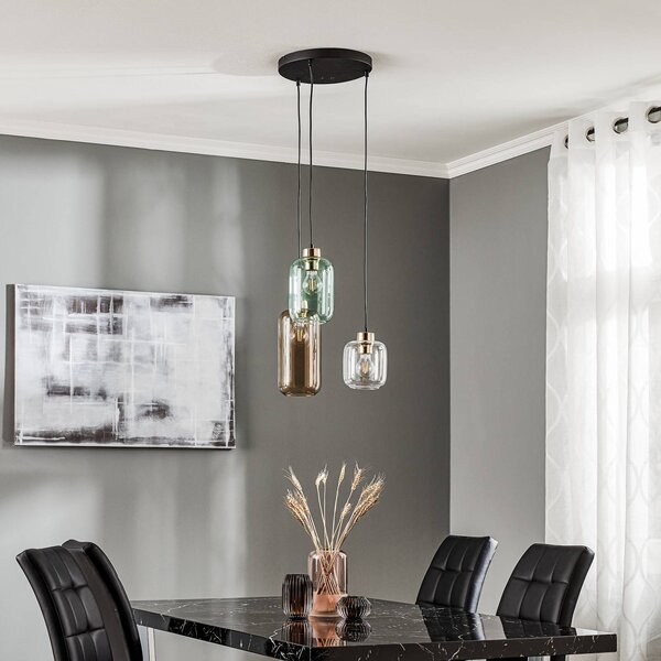 Lampa wisząca szklana Marco Green TK Lighting, możliwość ściemniania, przezroczysty / transparentny, salon / jadalnia, szkło, nowoczesny