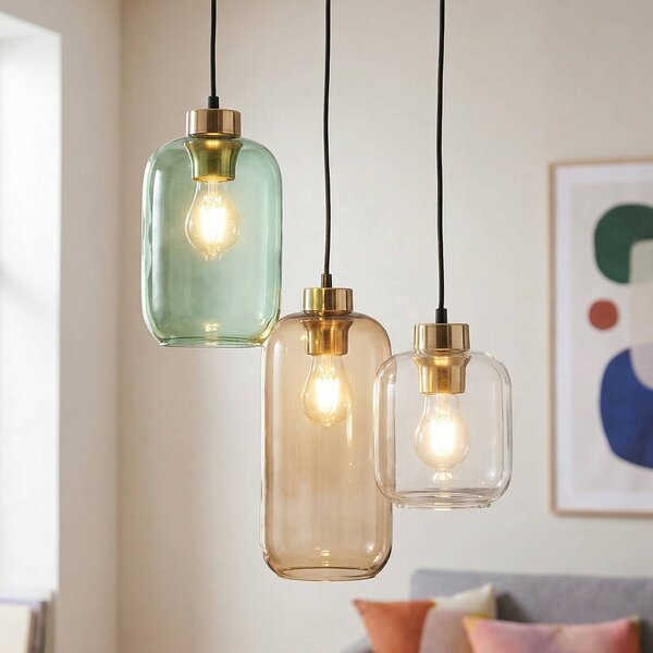 Lampa wisząca szklana Marco Green TK Lighting, możliwość ściemniania, przezroczysty / transparentny, salon / jadalnia, szkło, nowoczesny