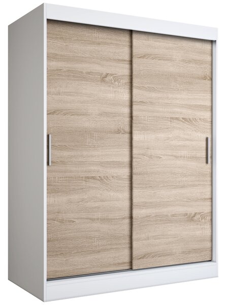 Szafa przesuwna 150 cm biała + dąb sonoma T6-K77