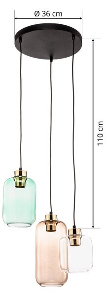 Lampa wisząca szklana Marco Green TK Lighting, możliwość ściemniania, przezroczysty / transparentny, salon / jadalnia, szkło, nowoczesny
