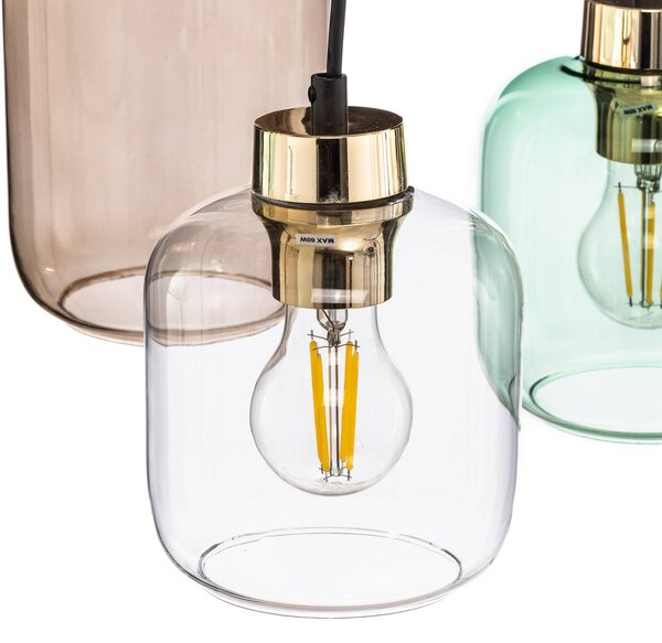 Lampa wisząca szklana Marco Green TK Lighting, możliwość ściemniania, przezroczysty / transparentny, salon / jadalnia, szkło, nowoczesny