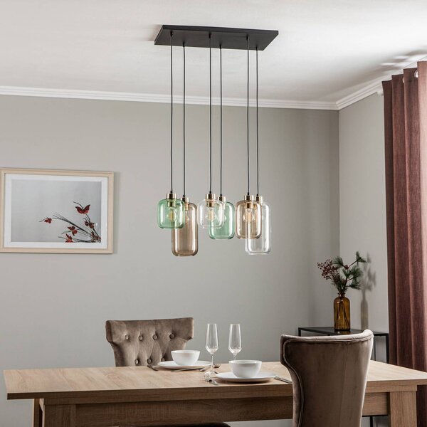Lampa wisząca szklana Marco Green TK Lighting, możliwość ściemniania, przezroczysty / transparentny, salon / jadalnia, szkło, nowoczesny