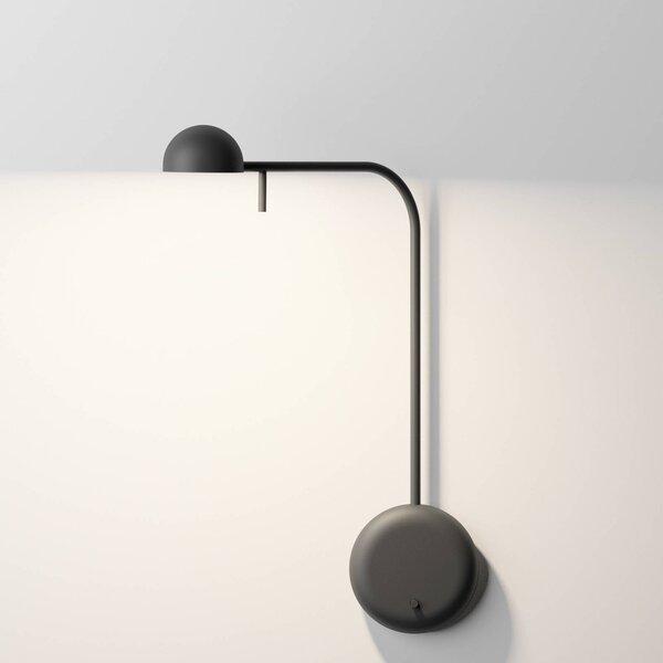 Vibia Kinkiet LED Pin, czarny, sypialnia, aluminium, nowoczesny