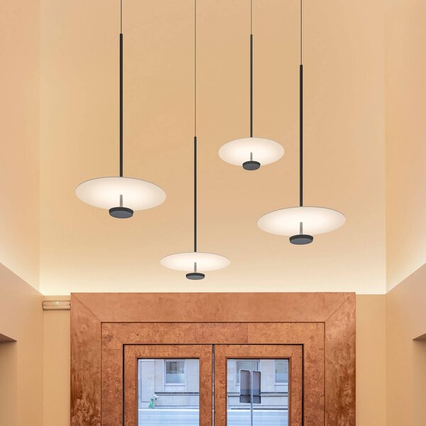 Vibia Lampa wisząca designerska Flat, możliwość ściemniania, aluminiowy / szary / cynkowy, salon / jadalnia, metal, nowoczesny