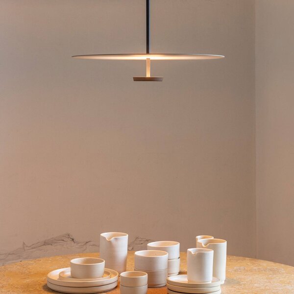 Vibia Lampa wisząca designerska Flat, możliwość ściemniania, aluminiowy / szary / cynkowy, salon / jadalnia, metal, nowoczesny
