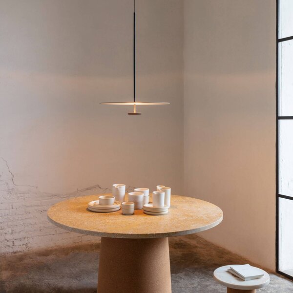 Vibia Lampa wisząca designerska Flat, możliwość ściemniania, aluminiowy / szary / cynkowy, salon / jadalnia, metal, nowoczesny
