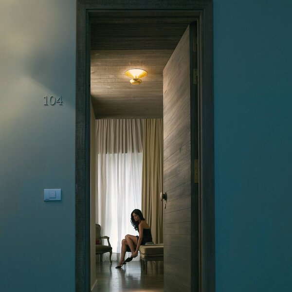 Vibia Lampa sufitowa designerska Funnel, możliwość ściemniania, salon / jadalnia, aluminium, design