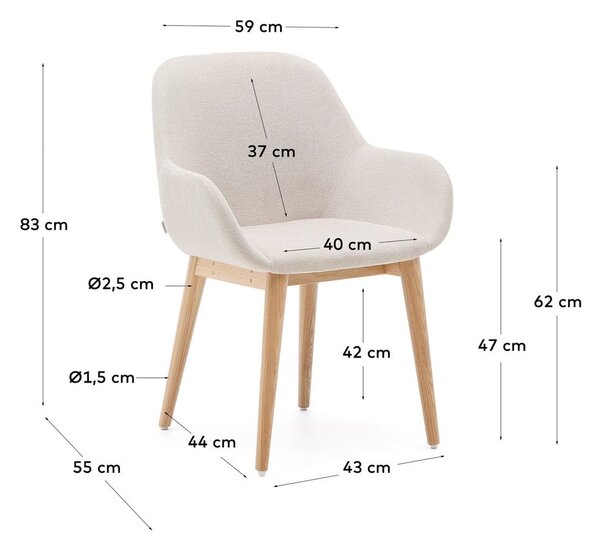 Beżowy tapicerowany fotel jadalniany Konna – Kave Home