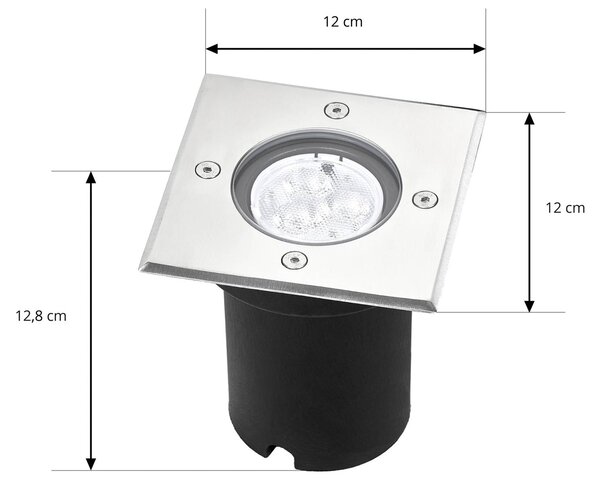 Oprawa wpuszczana podłogowa LED Ava, 12 cm x cm, IP67 AVA Lucande, aluminiowy / szary / cynkowy, aluminium, nowoczesny