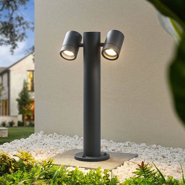 Lampa ogrodowa stojąca Maloney Lucande, możliwość ściemniania, czarny, aluminium, nowoczesny