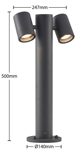 Lampa ogrodowa stojąca Maloney Lucande, możliwość ściemniania, czarny, aluminium, nowoczesny