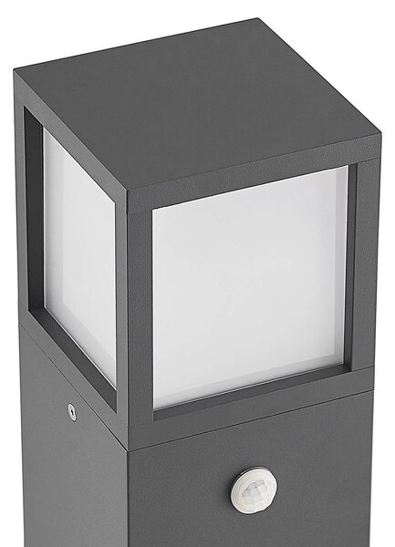 Słupek oświetleniowy LED Dewari, czujnik ruchu, 65 cm, IP54 Dewari Lucande, aluminiowy / szary / cynkowy, aluminium, nowoczesny