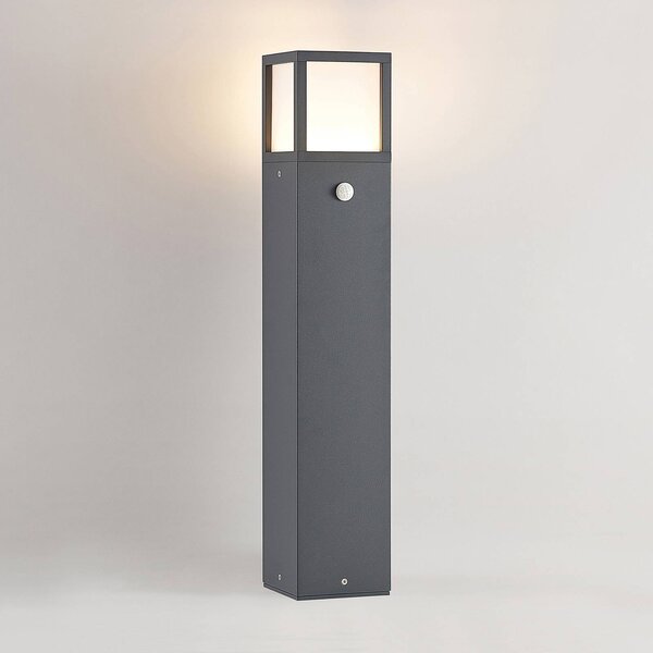 Słupek oświetleniowy LED Dewari, czujnik ruchu, 65 cm, IP54 Dewari Lucande, aluminiowy / szary / cynkowy, aluminium, nowoczesny