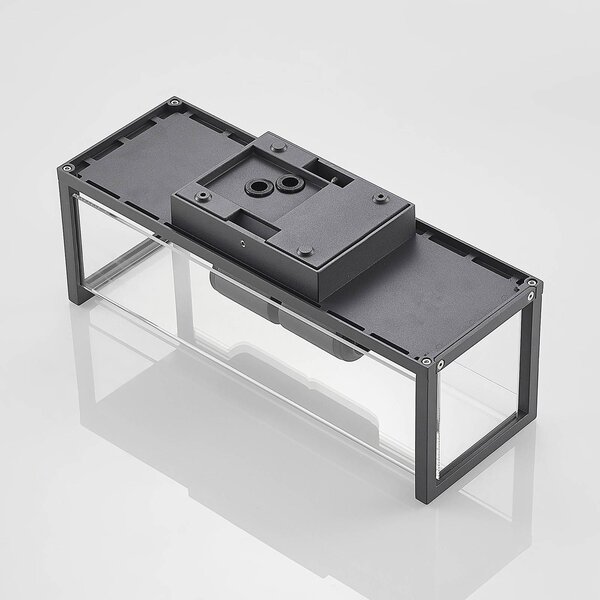 Kinkiet zewnętrzny Elwin Lucande, możliwość ściemniania, czarny, aluminium, nowoczesny