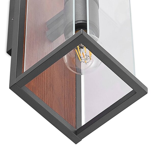 Kinkiet zewnętrzny Elwin Lucande, możliwość ściemniania, czarny, aluminium, nowoczesny