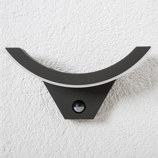 Lampa zewnętrzna z czujnikiem ruchu Half Lucande, czarny, aluminium, nowoczesny