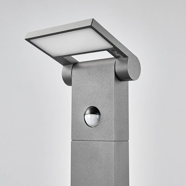 Słupek oświetleniowy LED Marius z czujnikiem, 100 cm Lucande, czarny, aluminium, nowoczesny