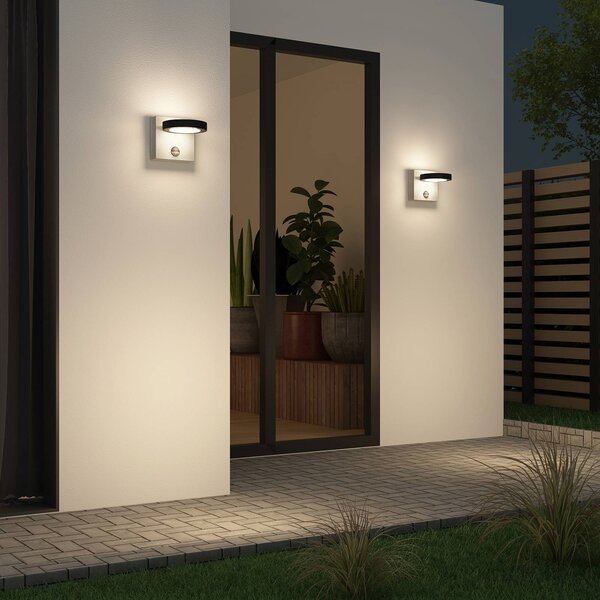Lampa zewnętrzna z czujnikiem ruchu Belna Lucande, czarny, aluminium, nowoczesny