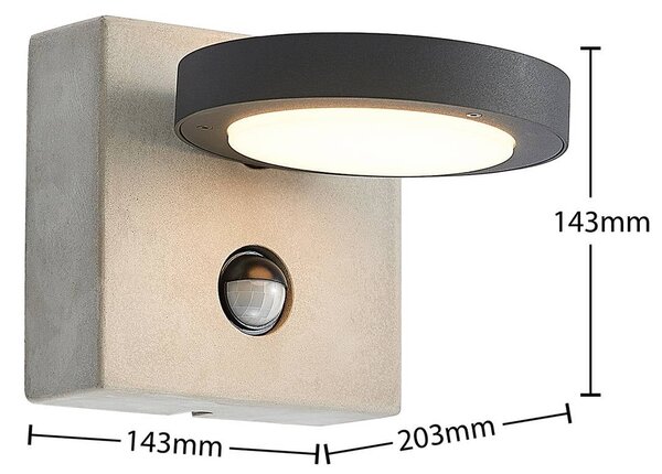 Lampa zewnętrzna z czujnikiem ruchu Belna Lucande, czarny, aluminium, nowoczesny