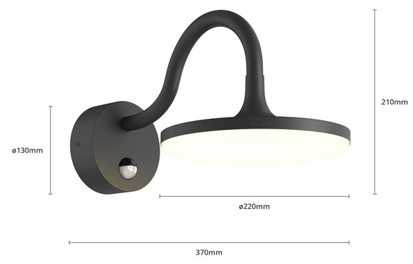 Lampa zewnętrzna z czujnikiem ruchu Fineria Arcchio, czarny, aluminium, nowoczesny
