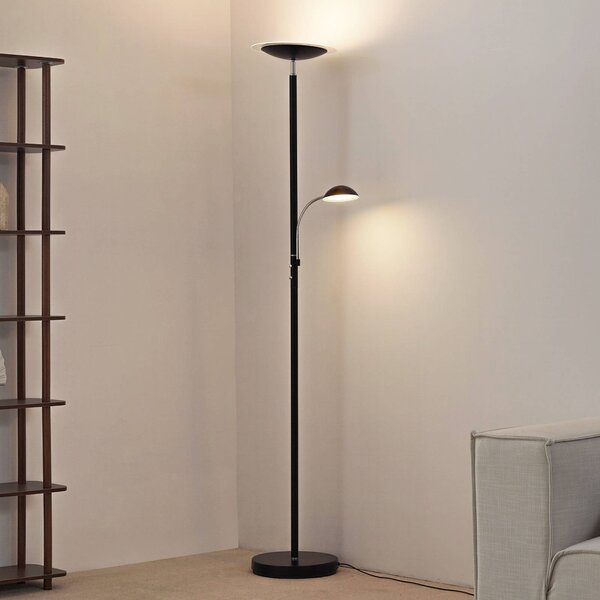 Lampa stojąca LED MALEA Lindby, możliwość ściemniania, czarny, salon / jadalnia, metal, nowoczesny