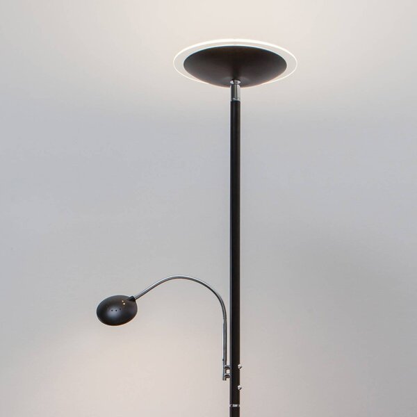 Lampa stojąca LED MALEA Lindby, możliwość ściemniania, czarny, salon / jadalnia, metal, nowoczesny