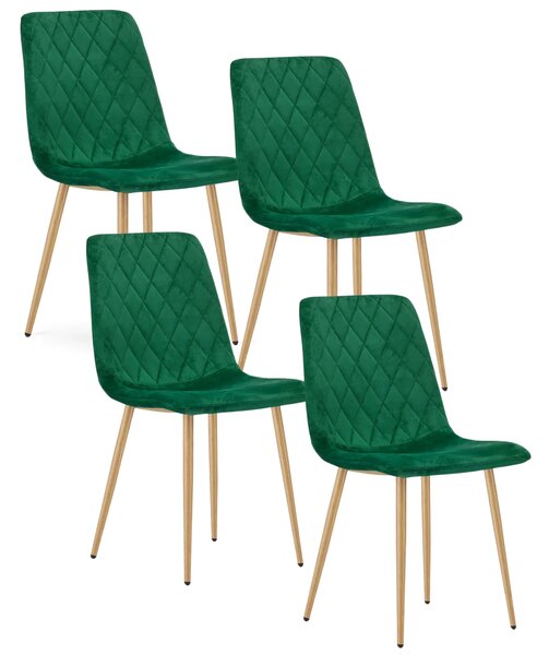 Zestaw 4 ciemnozielonych krzeseł metalowych T6-B42
