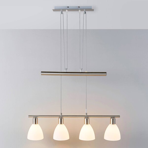 Lampa wisząca SIMEON Lindby, możliwość ściemniania, aluminiowy / szary / cynkowy, salon / jadalnia, szkło, nowoczesny