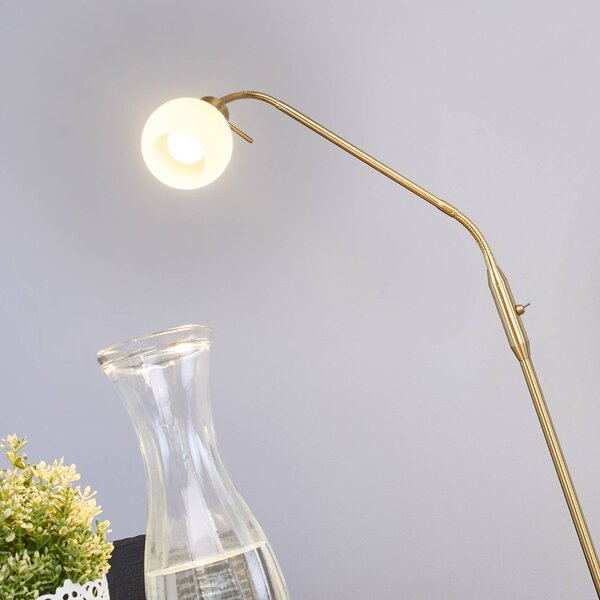 Lampa stojąca ELAINA Lindby, mosiężny / złoty, salon / jadalnia, metal, nowoczesny
