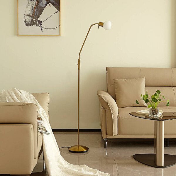 Lampa stojąca ELAINA Lindby, mosiężny / złoty, salon / jadalnia, metal, nowoczesny
