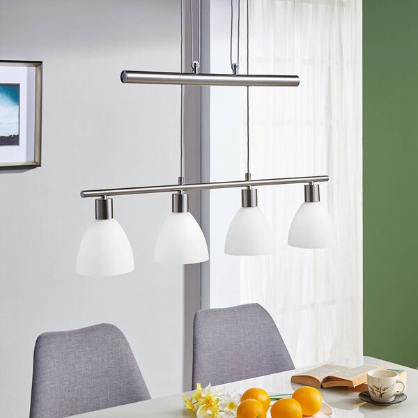 Lampa wisząca SIMEON Lindby, możliwość ściemniania, aluminiowy / szary / cynkowy, salon / jadalnia, szkło, nowoczesny