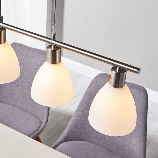 Lampa wisząca SIMEON Lindby, możliwość ściemniania, aluminiowy / szary / cynkowy, salon / jadalnia, szkło, nowoczesny