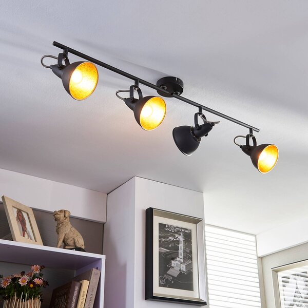 Lampa sufitowa Lindby Julin, 85 cm, 4-punktowa, czarno-złota Julin Lindby, możliwość ściemniania, czarny, salon / jadalnia, metal, nowoczesny