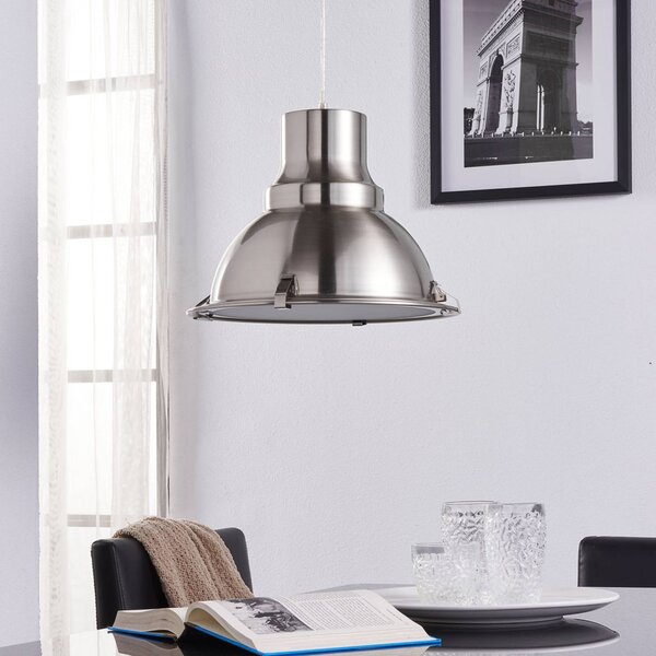 Lampa wisząca Letty Lindby, możliwość ściemniania, aluminiowy / szary / cynkowy, kuchnia, metal, industrialny