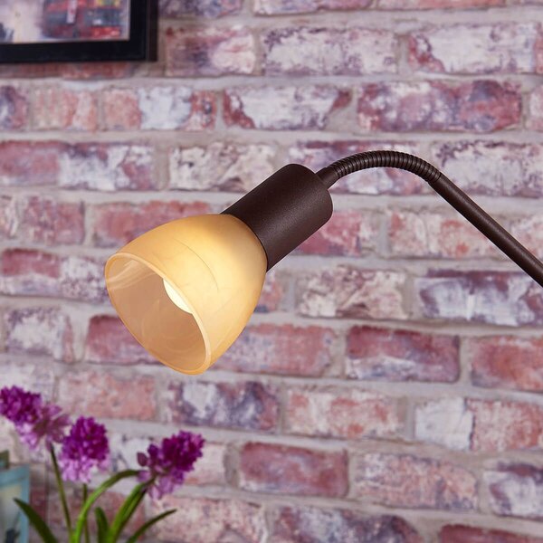 Lampa oświetlająca sufit Lindby Felicia z lampką do czytania, rdzawa, brązowy / rdzawy, salon / jadalnia, metal, dworkowy / rustykalny