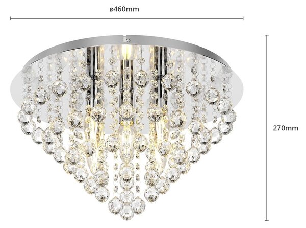 Lampa sufitowa Annica Lindby, możliwość ściemniania, przezroczysty / transparentny, salon / jadalnia, metal, nowoczesny