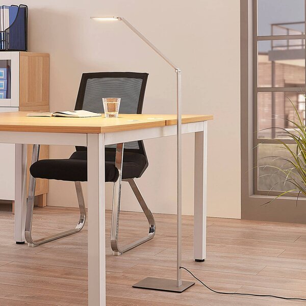 Lampa stojąca LED Resi Lucande, możliwość ściemniania, aluminiowy / szary / cynkowy, biuro, aluminium, nowoczesny