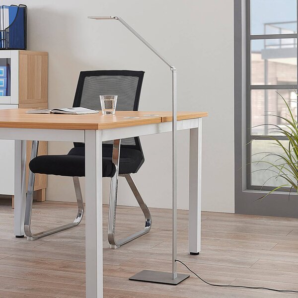 Lampa stojąca LED Resi Lucande, możliwość ściemniania, aluminiowy / szary / cynkowy, biuro, aluminium, nowoczesny