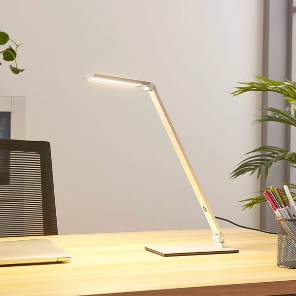 Lampa biurkowa LED Resi Lucande, możliwość ściemniania, aluminiowy / szary / cynkowy, biuro, aluminium, nowoczesny