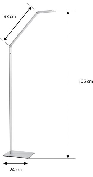Lampa stojąca LED Resi Lucande, możliwość ściemniania, aluminiowy / szary / cynkowy, biuro, aluminium, nowoczesny